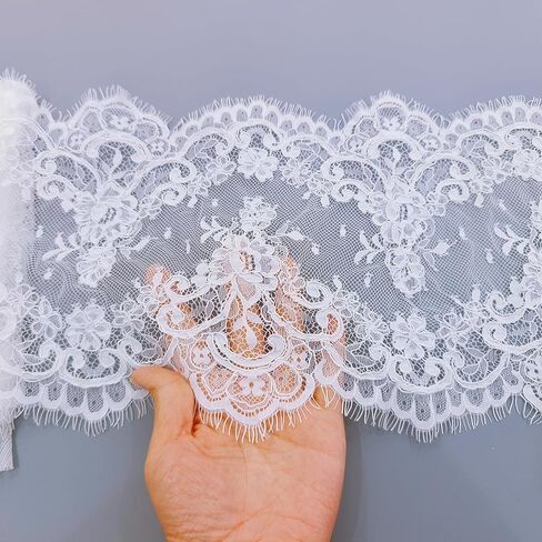 22cm Wide French Chantilly Lace Trim with Cords,DIY Sewing Lace Trim for Bridal Veil-3 Meters in Saudi Arabia