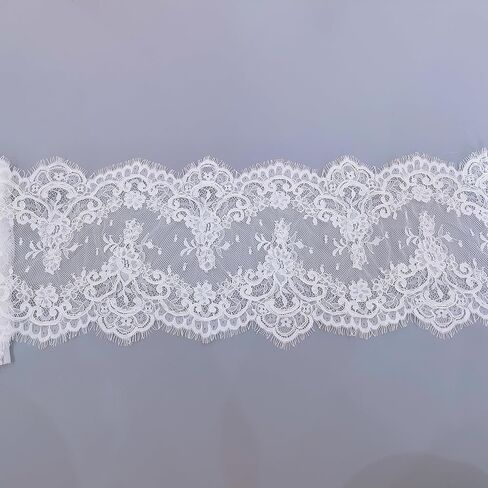 22cm Wide French Chantilly Lace Trim with Cords,DIY Sewing Lace Trim for Bridal Veil-3 Meters in Saudi Arabia