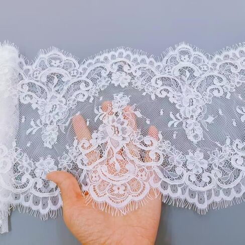 22cm Wide French Chantilly Lace Trim with Cords,DIY Sewing Lace Trim for Bridal Veil-3 Meters in Saudi Arabia