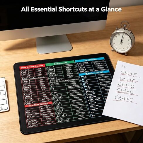 لوحة ماوس Excel Shortcut، لوحة ماوس صغيرة سريعة المفاتيح مع حواف مخيطة، قاعدة مطاطية غير قابلة للانزلاق لمكتب الكمبيوتر للمكتب والمنزل ومحللي البيانات وهدية زملاء العمل، مقاس 7.1 × 8.7 بوصة in Kuwait