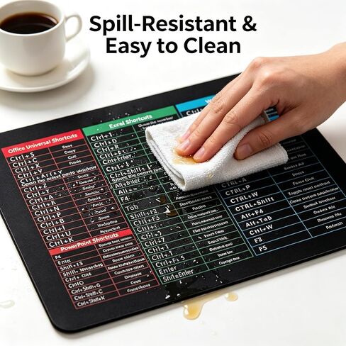 لوحة ماوس Excel Shortcut، لوحة ماوس صغيرة سريعة المفاتيح مع حواف مخيطة، قاعدة مطاطية غير قابلة للانزلاق لمكتب الكمبيوتر للمكتب والمنزل ومحللي البيانات وهدية زملاء العمل، مقاس 7.1 × 8.7 بوصة in Kuwait