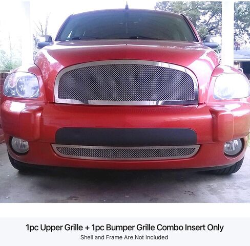 APS قسط الفولاذ المقاوم للصدأ شبكة مصبغة شواء إدراج كومبو متوافق مع Chevy HHR 2006 2007 2008 2009 2010 2011 المصد العلوي السفلي الرئيسي N19-T86877C in Kuwait