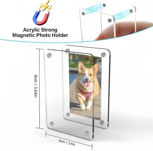 Magnetic Car Picture Holder,2-in-1 Acrylic Photo Clip for Car Visor & Air Vent, 3.5 x 2.4 Inches Universal Car Visor Accessories for Family, Kids, Pets Photo (1 Visor Clip & 1 Vent Clip) in Saudi Arabia
