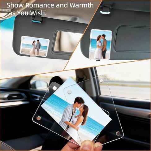 Magnetic Car Picture Holder,2-in-1 Acrylic Photo Clip for Car Visor & Air Vent, 3.5 x 2.4 Inches Universal Car Visor Accessories for Family, Kids, Pets Photo (1 Visor Clip & 1 Vent Clip) in Saudi Arabia