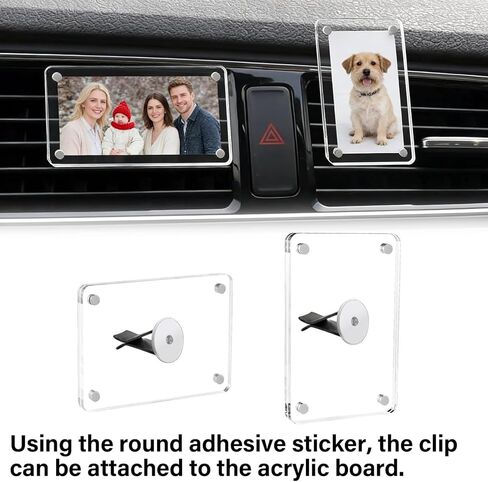 Magnetic Car Picture Holder,2-in-1 Acrylic Photo Clip for Car Visor & Air Vent, 3.5 x 2.4 Inches Universal Car Visor Accessories for Family, Kids, Pets Photo (1 Visor Clip & 1 Vent Clip) in Saudi Arabia
