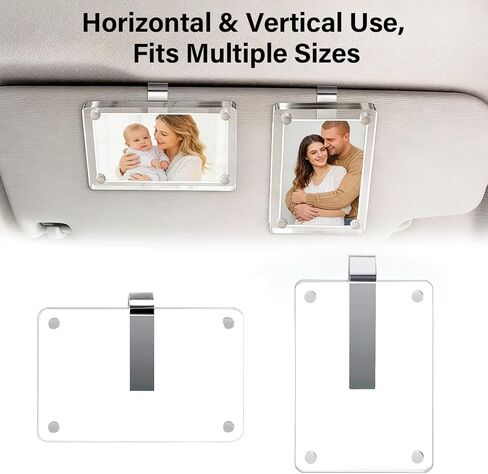 Magnetic Car Picture Holder,2-in-1 Acrylic Photo Clip for Car Visor & Air Vent, 3.5 x 2.4 Inches Universal Car Visor Accessories for Family, Kids, Pets Photo (1 Visor Clip & 1 Vent Clip) in Saudi Arabia