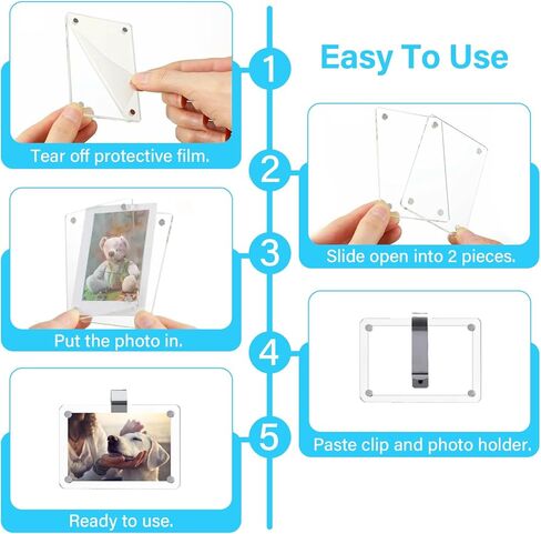 Magnetic Car Picture Holder,2-in-1 Acrylic Photo Clip for Car Visor & Air Vent, 3.5 x 2.4 Inches Universal Car Visor Accessories for Family, Kids, Pets Photo (1 Visor Clip & 1 Vent Clip) in Saudi Arabia