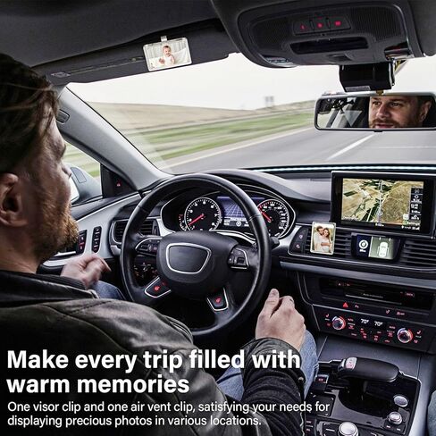 Magnetic Car Picture Holder,2-in-1 Acrylic Photo Clip for Car Visor & Air Vent, 3.5 x 2.4 Inches Universal Car Visor Accessories for Family, Kids, Pets Photo (1 Visor Clip & 1 Vent Clip) in Saudi Arabia