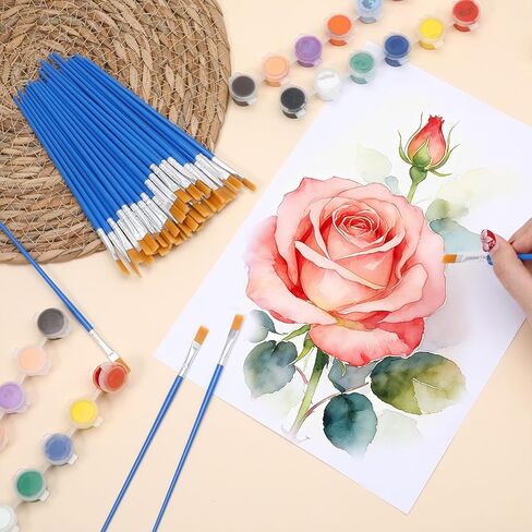 40 قطعة من فرش الطلاء المسطحة، فرش أكريليك للرسم بشعر نايلون فرشاة ألوان مائية مسطحة بعرض 9 مم مقبض بلاستيكي فرشاة طلاء يدوية للألوان المائية والزيت والحرف اليدوية وفنون الوجه والجسم in Kuwait