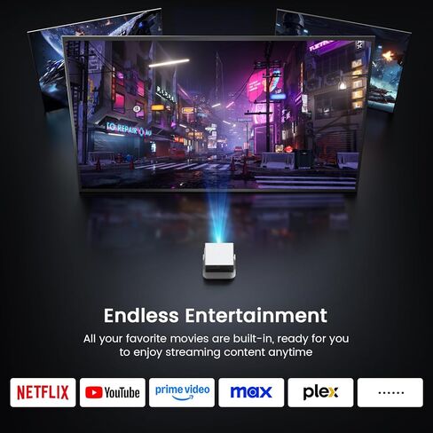 1500 ANSI Smart Projector, Portable Projector with WiFi and Bluetooth, HAPPRUN 4K Full HD Home Theater with 270° Stand, Dolby Sound, Built-in Apps,Compatible with Phone & PC, Indoor & Outdoor Use in Saudi Arabia