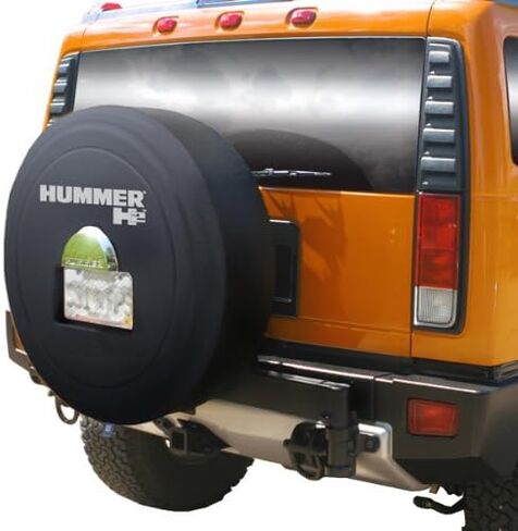 Boomerang متوافق مع غطاء إطار Hummer H2 الصلب وقبة الكروم - شعار Hummer H2 - (وجه من البلاستيك الصلب وشريط من الفينيل القماشي) - يناسب موديلات 2005-2010 ولوحة ترخيص مثبتة على الإطارات الاحتياطية في المصنع in Kuwait
