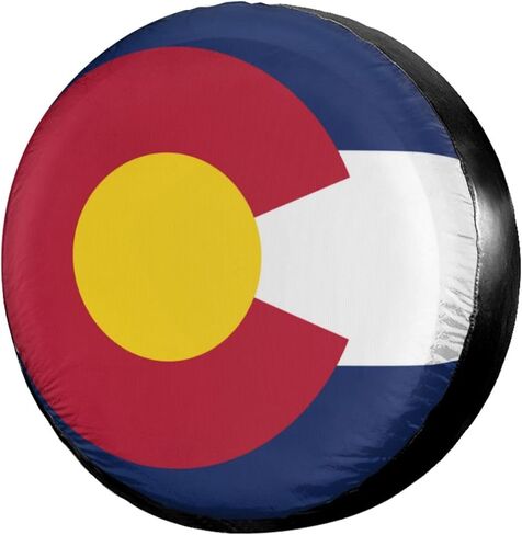 Colorado Flag Spare Tire Cover Dust-Proof Wheel Tire Cover Fit Trailer, RV, SUV and Many Vehicle 15 Inch in Kuwait