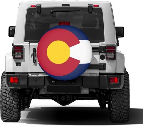 Colorado Flag Spare Tire Cover Dust-Proof Wheel Tire Cover Fit Trailer, RV, SUV and Many Vehicle 15 Inch in Kuwait