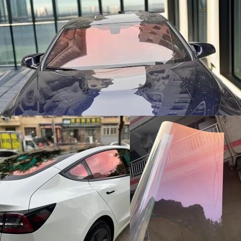 XhuangTech Window Tint Film for Cars, Chameleon Red Car Window Tints，84% VLT Interior Protection Solar Film, Anti UV Heat Blocking, Tinting for Auto Windshield Rear Side Windows (39.37" x 118.11") in Kuwait