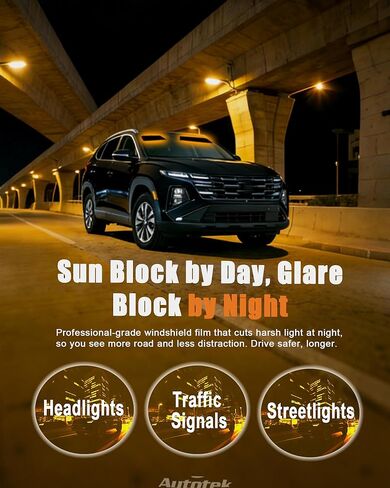 AUTOTEK Precut Sun Strip Tint for 2022-2025 Hyundai Tucson، مضاد للوهج للأشعة فوق البنفسجية، واقي شمسي للمركبة الرياضية لمحركات الأقراص، فيلم تظليل نافذة DIY للزجاج الأمامي لسيارات الدفع الرباعي، سهل التركيب in Kuwait