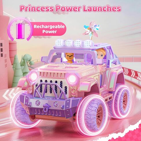 Remote Control Car for Girls with Spray and Sound, 2.4GHz All-Terrain Sparkling Pink RC Cars,Doll and Pet,Windmill,DIY Stickers,Rechargeable Battery,Toys Cars Birthday Gift for Girls Age 6-12 in Saudi Arabia