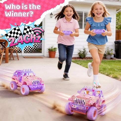 Remote Control Car for Girls with Spray and Sound, 2.4GHz All-Terrain Sparkling Pink RC Cars,Doll and Pet,Windmill,DIY Stickers,Rechargeable Battery,Toys Cars Birthday Gift for Girls Age 6-12 in Saudi Arabia