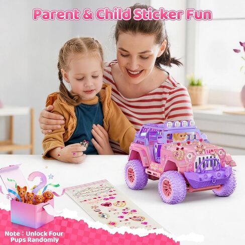 Remote Control Car for Girls with Spray and Sound, 2.4GHz All-Terrain Sparkling Pink RC Cars,Doll and Pet,Windmill,DIY Stickers,Rechargeable Battery,Toys Cars Birthday Gift for Girls Age 6-12 in Saudi Arabia