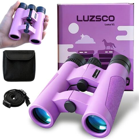 Compact 10x25 HD Binoculars for Kids – Lightweight Mini Binoculars with 10X Magnification, FMC Lens & Roof Prism, Easy Focus for Children, Travel, Hiking, Bird Watching, Outdoor Adventures – Purple in Saudi Arabia