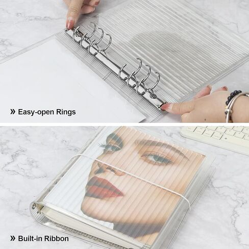 غلاف MultiBey Clear A5 ذو 6 حلقات، دفتر ملاحظات قابل لإعادة الملء بغطاء صلب من مادة PVC مع لوحات قابلة للفصل و4 جيوب مدمجة، حلقات دائرية مقاس 1.2 بوصة تناسب 225 ورقة بمقاس 5.8 بوصة × 8.3 بوصة، منظم أوراق فضفاض مقاس A5 in Kuwait