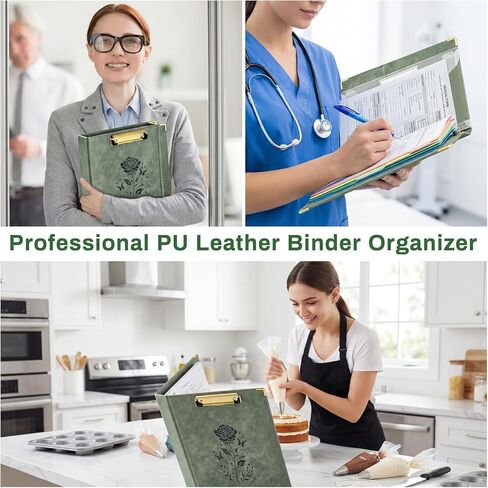 Ovesmusl 1 Inch 3 Ring Binder with Clipboard Leather Round Ring Binder with 5 Dividers, Plastic Folder, 400 Divider Stikers, Fits 175 Sheets 8.5"x11" Letter Size Paper in Kuwait