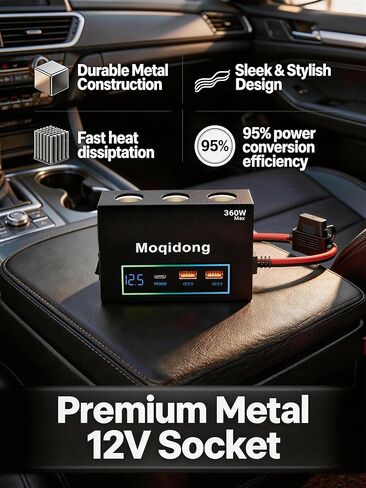12V Cigaretter Lighter Splitter: 360W USB Car Charger 3 Cigarette Lighter Socket 3 USB Port Outlet Adapter, 12 Volt Power Supply Car Plug outlet Battery Adapter with 6.56FT Cable Eyelet Terminal in Saudi Arabia