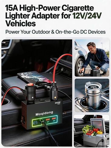 12V Cigaretter Lighter Splitter: 360W USB Car Charger 3 Cigarette Lighter Socket 3 USB Port Outlet Adapter, 12 Volt Power Supply Car Plug outlet Battery Adapter with 6.56FT Cable Eyelet Terminal in Saudi Arabia