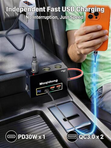 12V Cigaretter Lighter Splitter: 360W USB Car Charger 3 Cigarette Lighter Socket 3 USB Port Outlet Adapter, 12 Volt Power Supply Car Plug outlet Battery Adapter with 6.56FT Cable Eyelet Terminal in Saudi Arabia