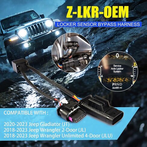 Z-LKR-OEM سرج تجاوز مستشعر الخزانة مناسب لـ 2018-2023 Jeep Wrangler JL JLU Gladiator JT Rubicon، سرج الأسلاك الالتفافية لمستشعر قفل المحور، استبدال موصل قابس مستشعر الخزانة المختلفة in Kuwait