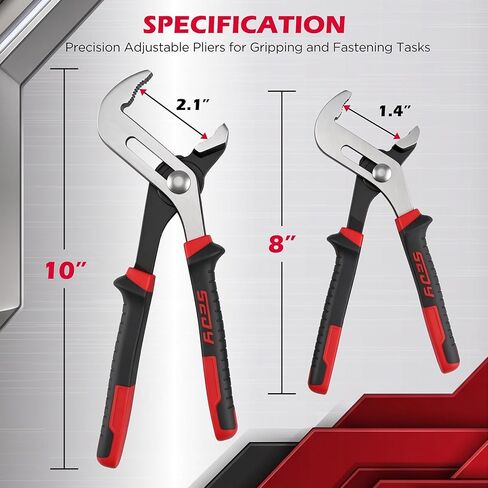 2-Piece Groove Joint Pliers Set, 10" & 8" Adjustable Water Pump Pliers, Straight Jaw Tongue and Groove Pliers with Non-Slip Handles for Plumbing, Pipe Fittings, Nuts, Bolts and Home Repair in Kuwait