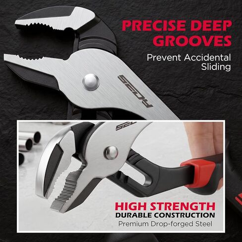 2-Piece Groove Joint Pliers Set, 10" & 8" Adjustable Water Pump Pliers, Straight Jaw Tongue and Groove Pliers with Non-Slip Handles for Plumbing, Pipe Fittings, Nuts, Bolts and Home Repair in Kuwait