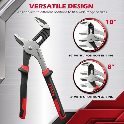 2-Piece Groove Joint Pliers Set, 10" & 8" Adjustable Water Pump Pliers, Straight Jaw Tongue and Groove Pliers with Non-Slip Handles for Plumbing, Pipe Fittings, Nuts, Bolts and Home Repair in Kuwait