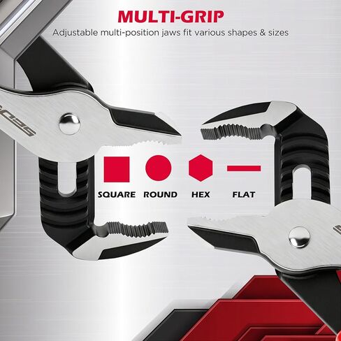 2-Piece Groove Joint Pliers Set, 10" & 8" Adjustable Water Pump Pliers, Straight Jaw Tongue and Groove Pliers with Non-Slip Handles for Plumbing, Pipe Fittings, Nuts, Bolts and Home Repair in Kuwait