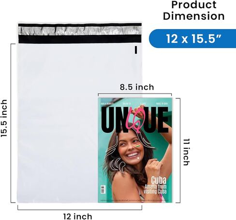 SMART MATTER Poly Mailers 12x15.5" | 25 Pcs White | Opaque Design & Self-Seal Shipping Bags for Clothes | Waterproof & Lightweight Plastic Shipping Bags for Small Business, Online Sellers, Boutique in Saudi Arabia