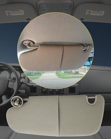 Car Visor Fits for Dodge Ram 1500 2500 3500 2002-2008 Driver Left Side Sun Visor Non Vanity Mirror and Light Replaces# 1CT11TL2AA Gray in Saudi Arabia