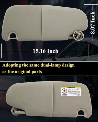Car Visor Fits for Dodge Ram 1500 2500 3500 2002-2008 Driver Left Side Sun Visor Non Vanity Mirror and Light Replaces# 1CT11TL2AA Gray in Saudi Arabia