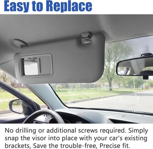 Sun Visor Driver Fit for Toyota Yaris, Left Dark Front Side Gray Interior Sunvisor with Mirror, Compatible with 2008 2009 2010 2011 2013 Toyota Yaris Car, Grey Protection Sun Shade 74320-52810-B0 in Kuwait
