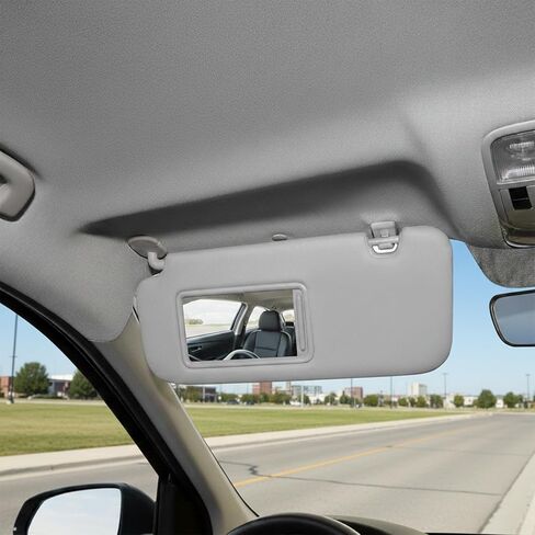 Sun Visor Driver Fit for Toyota Yaris, Left Dark Front Side Gray Interior Sunvisor with Mirror, Compatible with 2008 2009 2010 2011 2013 Toyota Yaris Car, Grey Protection Sun Shade 74320-52810-B0 in Kuwait