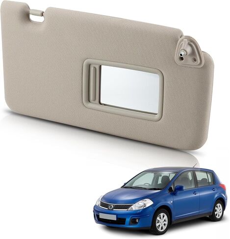 Bestview Left Driver Side Sun Visor with Mirror Compatible with Nissan Versa 2007 2008 2009 2010 2011 2012 - Replace# 96401-EL31A, Beige in Kuwait