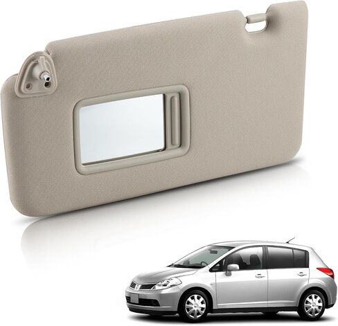 Bestview Left Driver Side Sun Visor with Mirror Compatible with Nissan Versa 2007 2008 2009 2010 2011 2012 - Replace# 96401-EL31A, Beige in Kuwait