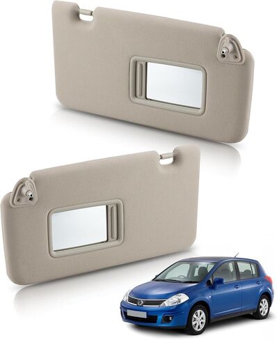 Bestview Left Driver Side Sun Visor with Mirror Compatible with Nissan Versa 2007 2008 2009 2010 2011 2012 - Replace# 96401-EL31A, Beige in Kuwait