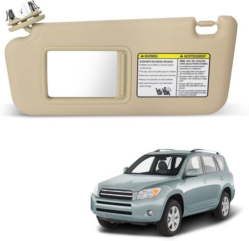 ItranMc Sun Visor Driver Side for 2006-2013 Toyota RAV4, Beige, Left Side Car Visor with Light Mirror,Replacement#74320-42501-B2 in Saudi Arabia