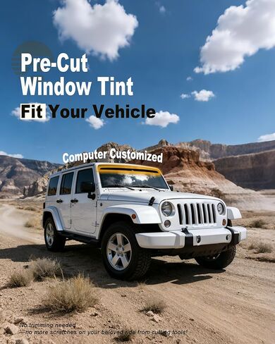 AUTOTEK 2 Piece Precut Windshield Tint Strip, Fits 2007-2017 Jeep Wrangler JK 2&4 Door Front Windshield, Car Window Tint Film for Glare Reduction, UV Protection and Heat Blocking, Quick Install in Kuwait
