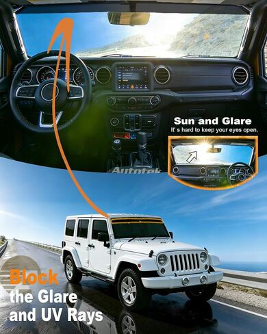 AUTOTEK 2 Piece Precut Windshield Tint Strip, Fits 2007-2017 Jeep Wrangler JK 2&4 Door Front Windshield, Car Window Tint Film for Glare Reduction, UV Protection and Heat Blocking, Quick Install in Kuwait