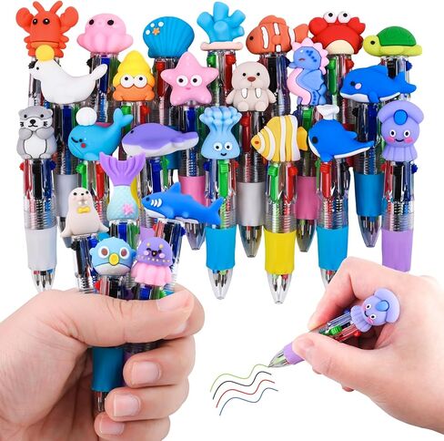 25 قطعة من أقلام Under the Sea Party Favor متعددة الألوان في قلم واحد لطيف 4 في 1 من أقلام لطيف 4 في 1، مجموعة من أقلام Kawaii الدلافين وأسود البحر والحيتان والأختام والسلاحف البحرية والمرجان وأشكال أقلام حبر جاف للهدايا الممتعة in Kuwait