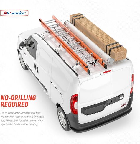 الطراز AX312-PR RAM ProMaster City 2015-On ألومنيوم 3 بار (50 بوصة) نظام حامل سقف فان مع سدادة سلم أبيض in Kuwait