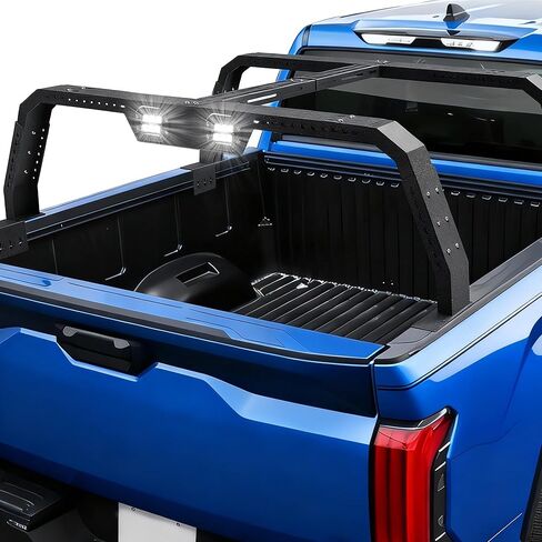 Adjustable Overland Truck Bed Rack with LED Lights, 500LBS Heavy Duty No-Drill Cargo Rack, Width 55.5"-64.5" Fits Full & Mid-Size Pickups fit for F150/Silverado/Ram 1500/Tacoma/Gladiator in Kuwait