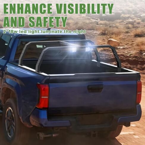 Adjustable Overland Truck Bed Rack with LED Lights, 500LBS Heavy Duty No-Drill Cargo Rack, Width 55.5"-64.5" Fits Full & Mid-Size Pickups fit for F150/Silverado/Ram 1500/Tacoma/Gladiator in Kuwait