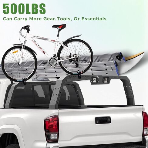 Adjustable Overland Truck Bed Rack with LED Lights, 500LBS Heavy Duty No-Drill Cargo Rack, Width 55.5"-64.5" Fits Full & Mid-Size Pickups fit for F150/Silverado/Ram 1500/Tacoma/Gladiator in Kuwait