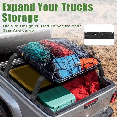Adjustable Overland Truck Bed Rack with LED Lights, 500LBS Heavy Duty No-Drill Cargo Rack, Width 55.5"-64.5" Fits Full & Mid-Size Pickups fit for F150/Silverado/Ram 1500/Tacoma/Gladiator in Kuwait